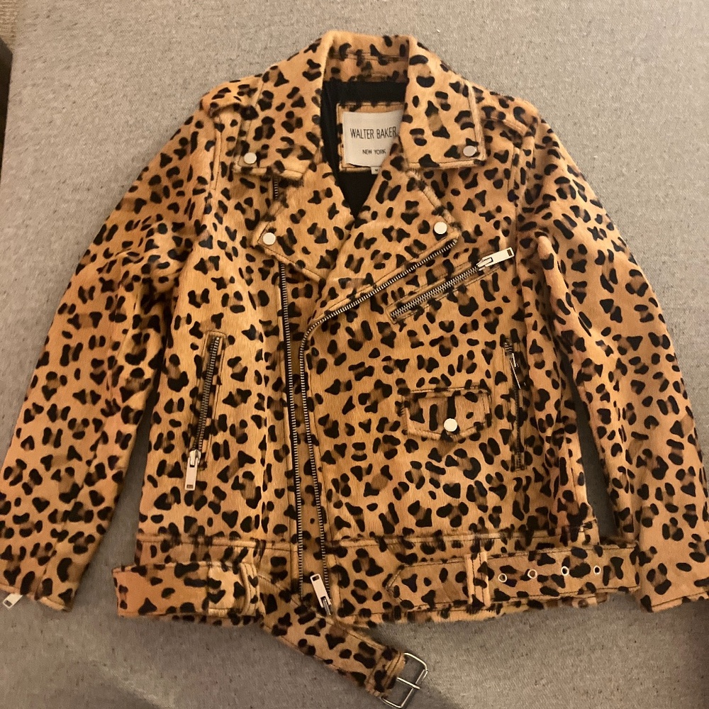 Walter Baker Leopard Ponyhair Motorcycle Jacket